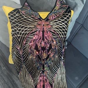 Blk/multi color sequin mini dress from Fashion Nova